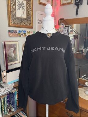 Y2K DKNY Jeans Black Logo chunky Sweater